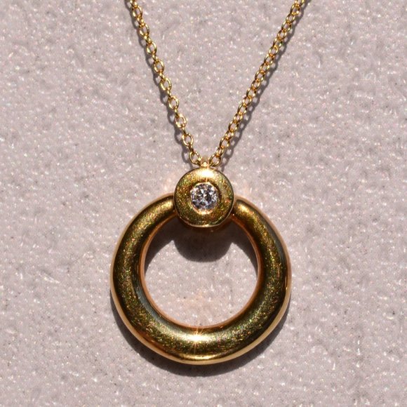 Signed Yellow Gold and Natural Diamond Necklace